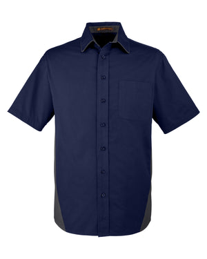 Harriton Men's Flash IL Colorblock Short Sleeve Shirt - Dk Navy/Dk Chrc