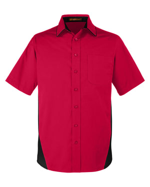 Harriton Men's Flash IL Colorblock Short Sleeve Shirt - Red/Black