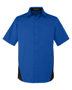 Harriton Men's Flash IL Colorblock Short Sleeve Shirt - Tr Royal/Black