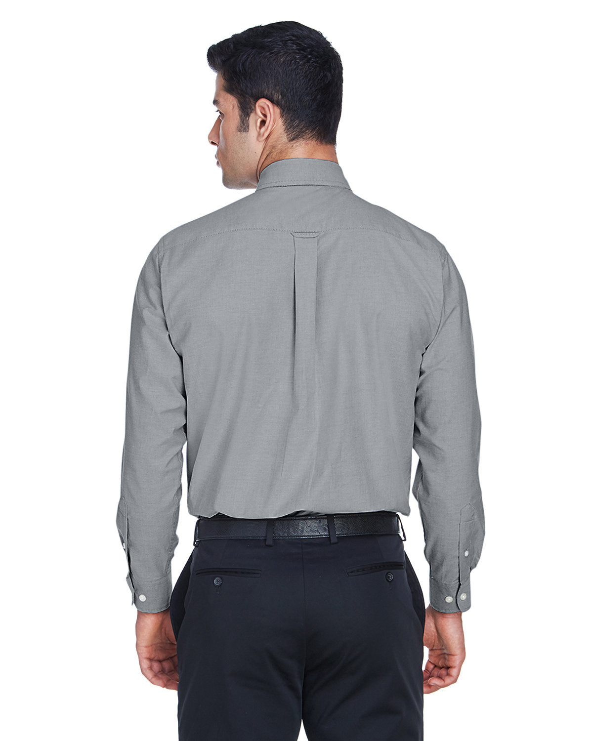 Harriton Men's Long-Sleeve Oxford with Stain-Release - Back