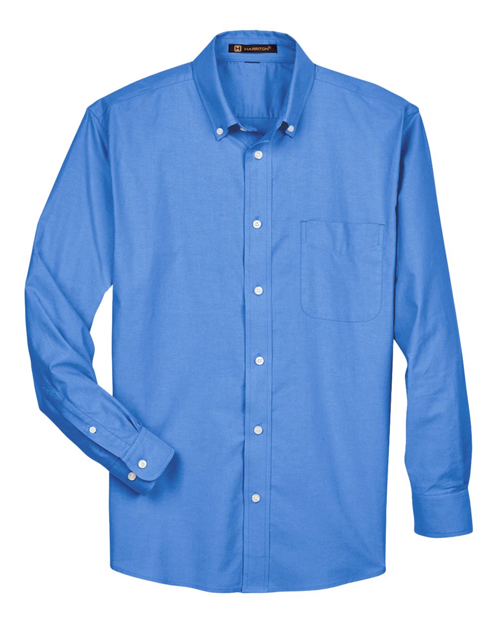 Harriton Men's Long-Sleeve Oxford with Stain-Release - French Blue