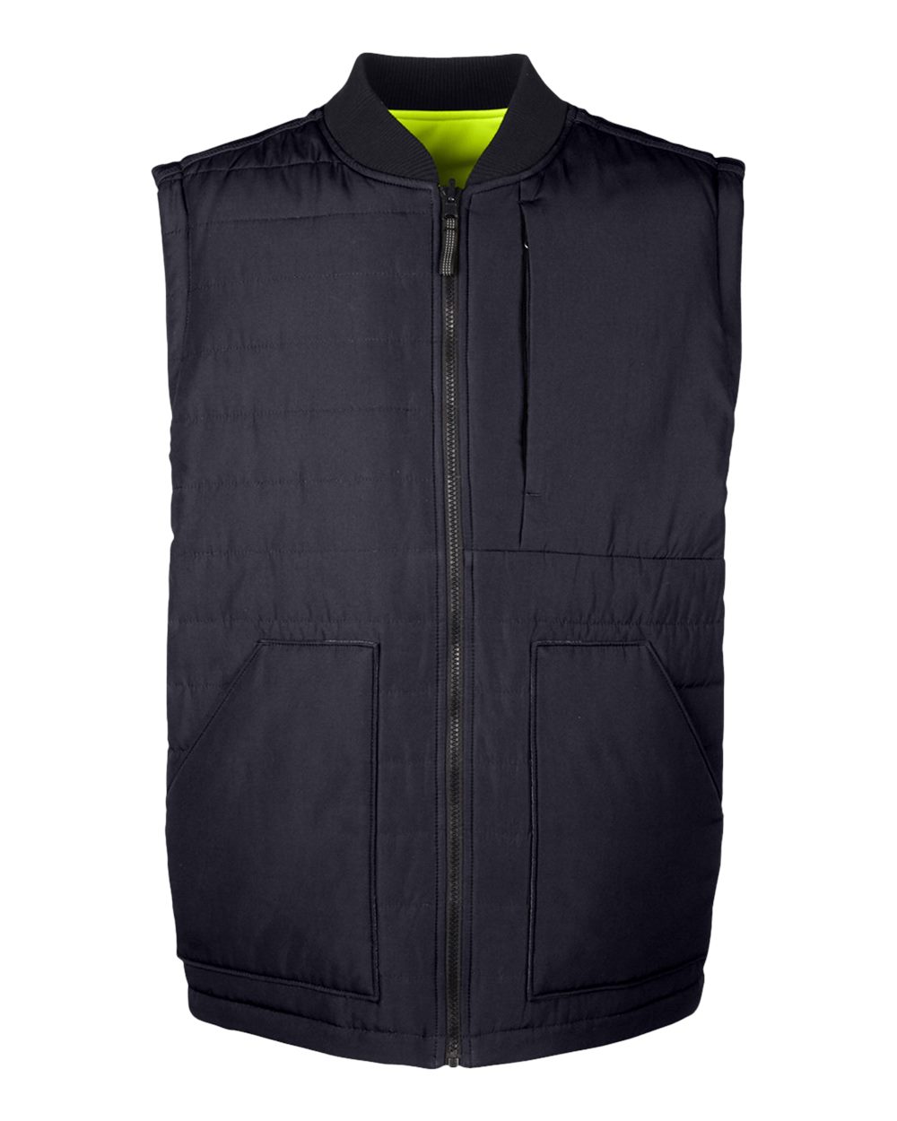 Harriton Adult Dockside Interactive Reversible Freezer Vest - Black/ Safety Yellow