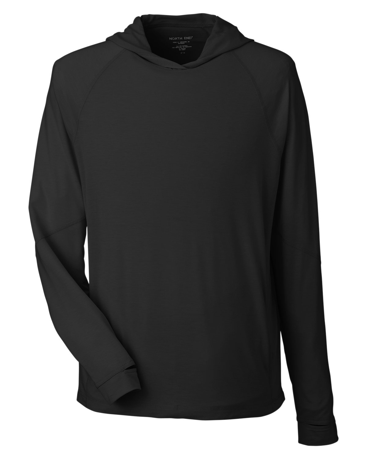 North End Unisex JAQ Stretch Performance Hooded T-Shirt - Black