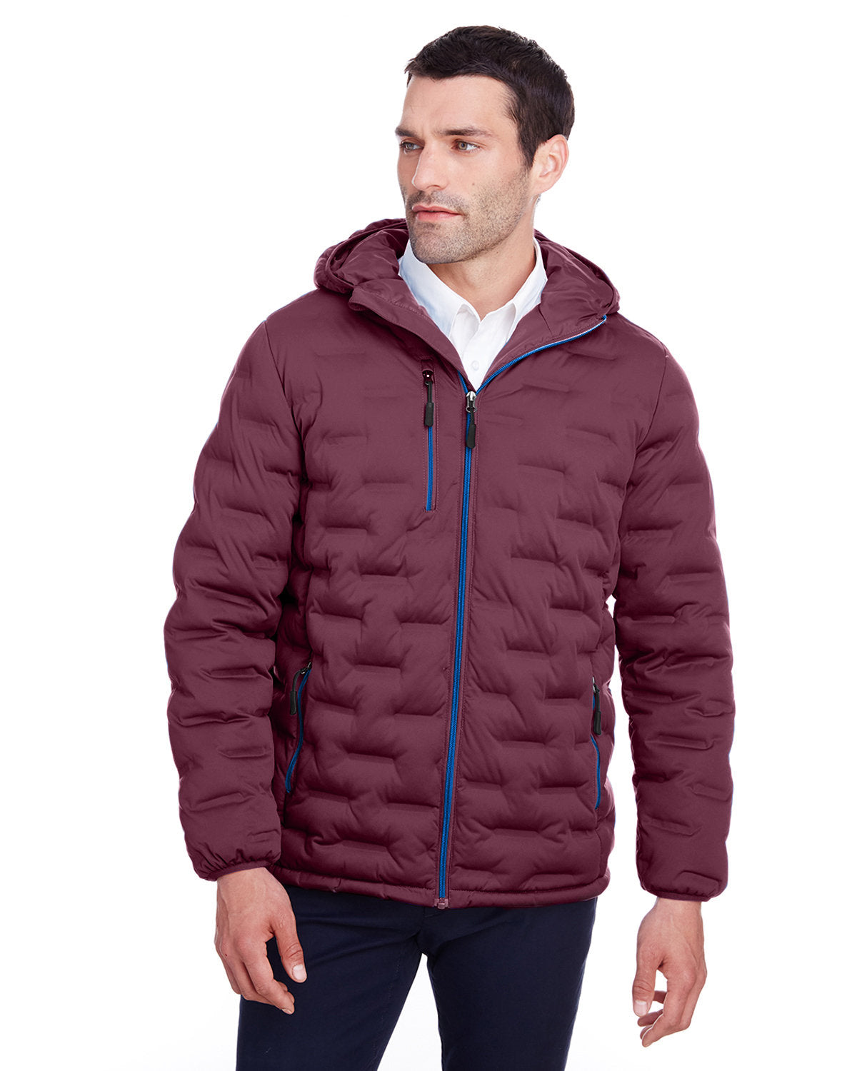 North End Men's Loft Puffer Jacket - Burgndy/Oly Blu