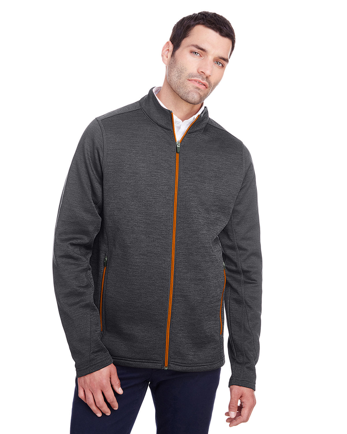 North End Men's Flux 2.0 Full-Zip Jacket - Blk Hth/Or Soda