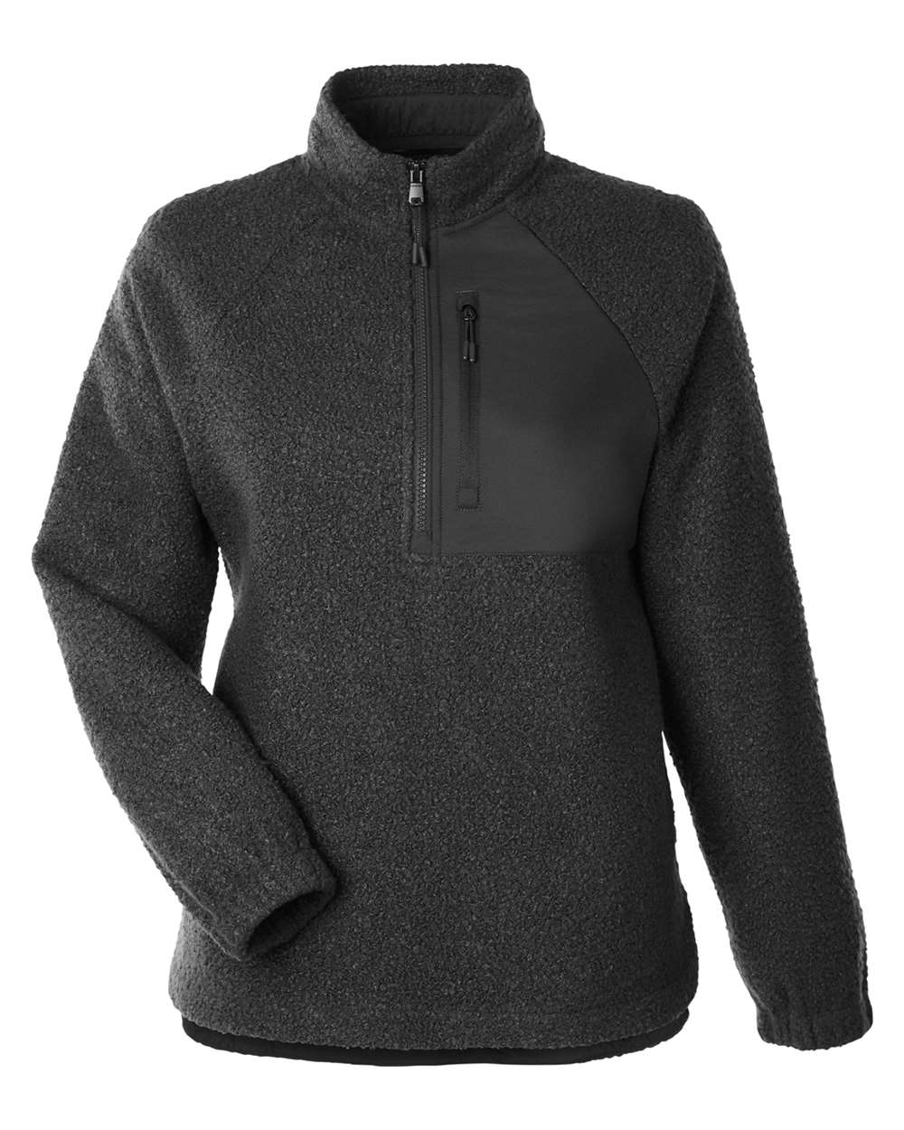 North End Ladies' Aura Sweater Fleece Quarter-Zip - Black/ Black