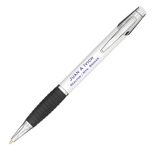 Ritz Metal Plunger Action Pen - Pearl With Silver