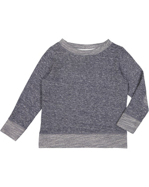 Rabbit Skins Toddler Harborside Melange French Terry Crewneck with Elbow Patches - Navy Melange