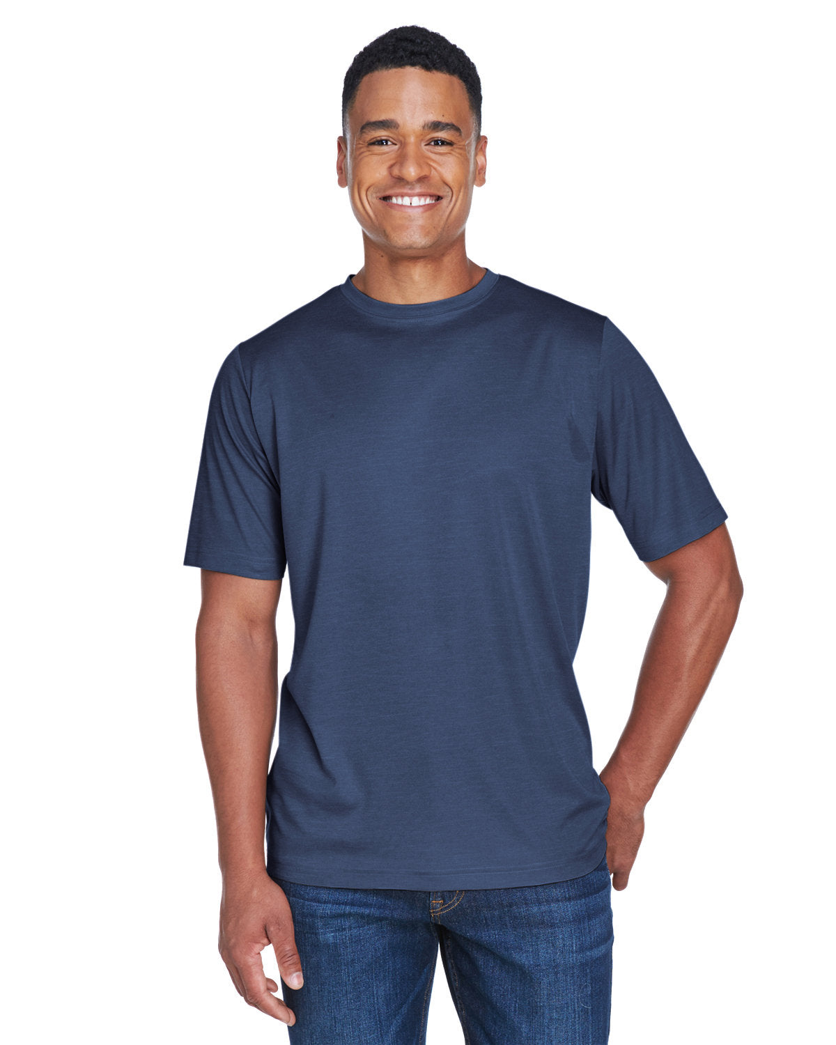Team 365 Men's Sonic Heather Performance T-Shirt - Sp Drk Nvy Hth