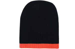Two Tone Cable Beanie - Custom Embroidered