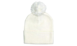 Knitted Acrylic Beanie with Pom Pom - Custom Embroidered