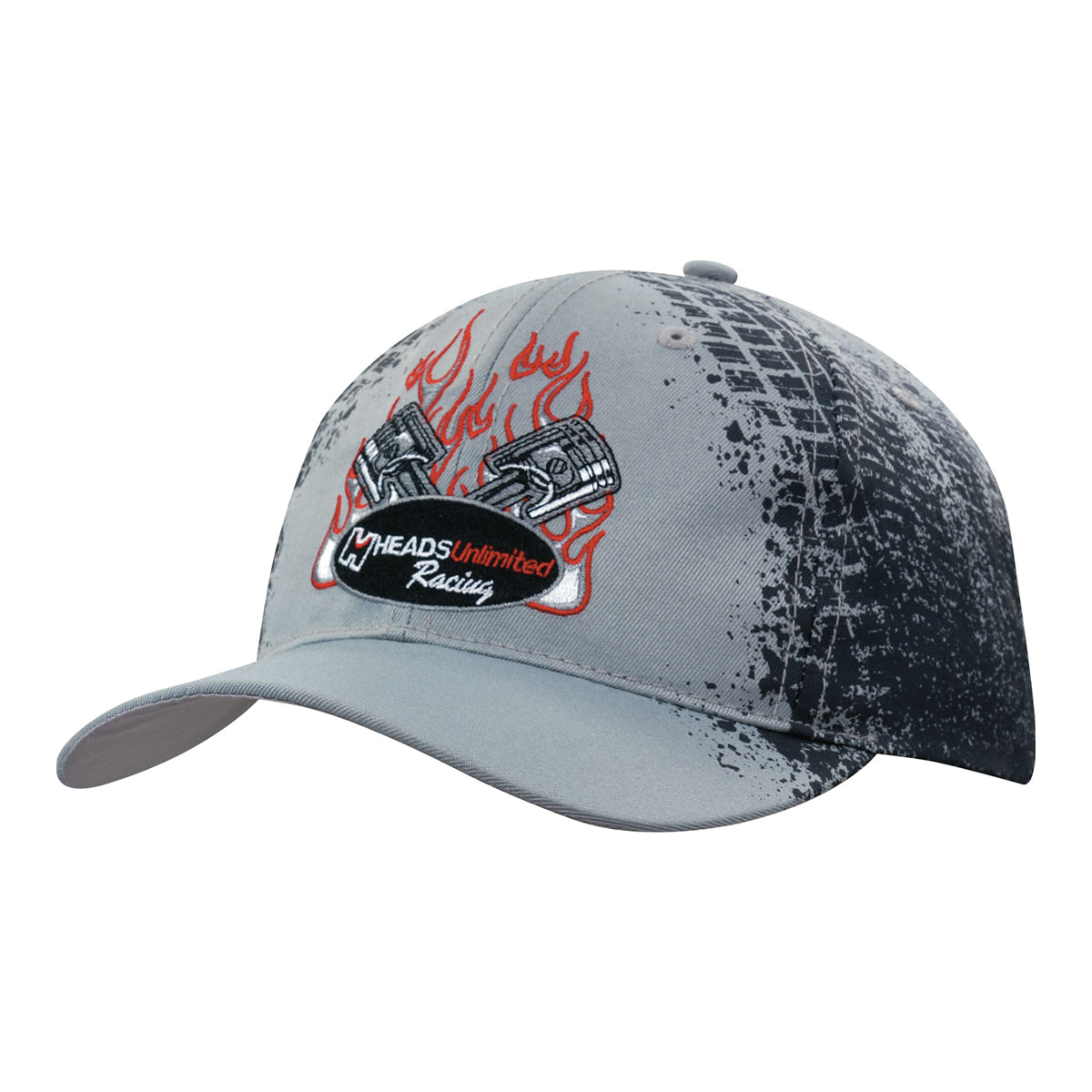 6 Panel BH Sports Twill Cap with Tire Print - Custom Embroidered