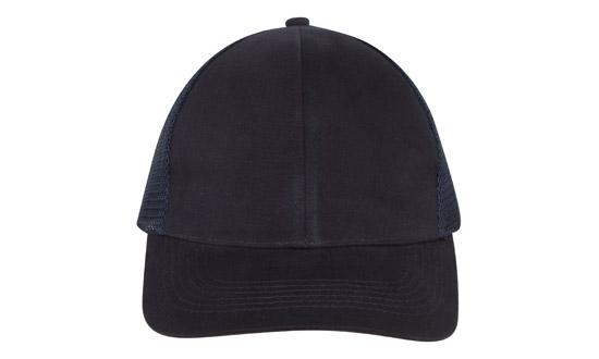 6 Panel Brush Cotton Cap with Mesh Back - Custom Embroidered